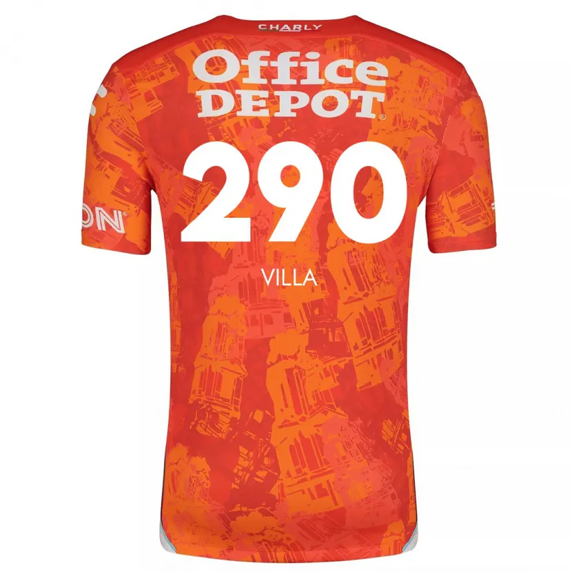 Danxen Børn Adrián Villa #290 Orange Hvid Udebane Spillertrøjer 2024/25 Trøje T-Shirt