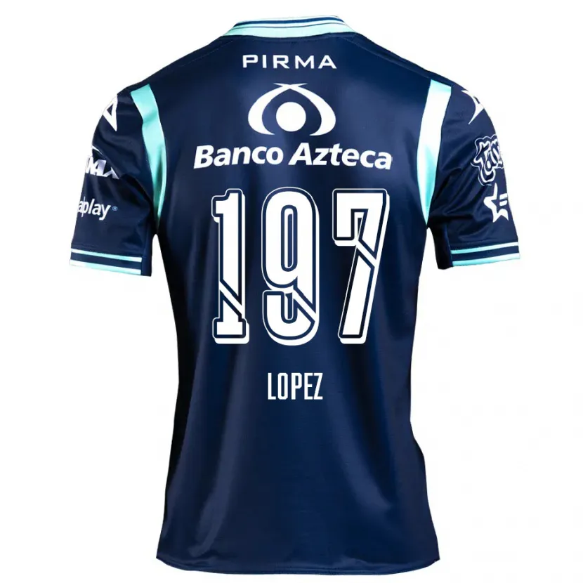 Danxen Børn Sebastián López #197 Marine Blå Udebane Spillertrøjer 2024/25 Trøje T-Shirt