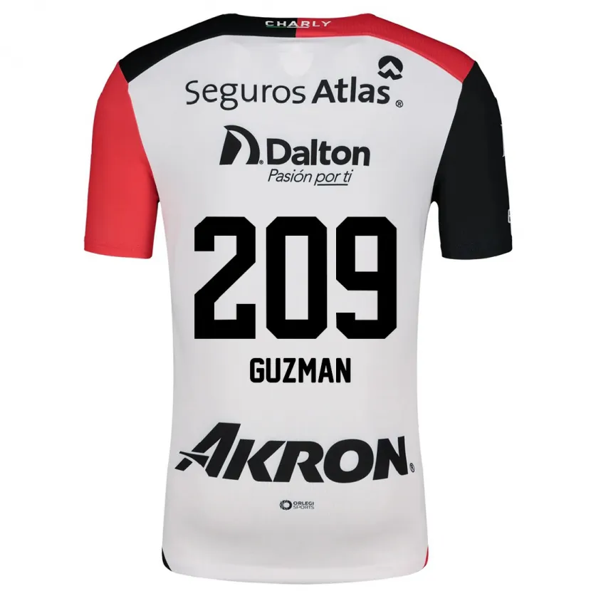 Danxen Børn Jorge Guzmán #209 Hvid Rød Sort Udebane Spillertrøjer 2024/25 Trøje T-Shirt