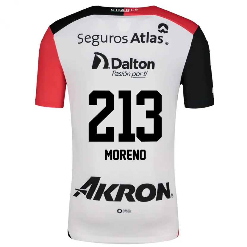 Danxen Børn Eduardo Moreno #213 Hvid Rød Sort Udebane Spillertrøjer 2024/25 Trøje T-Shirt