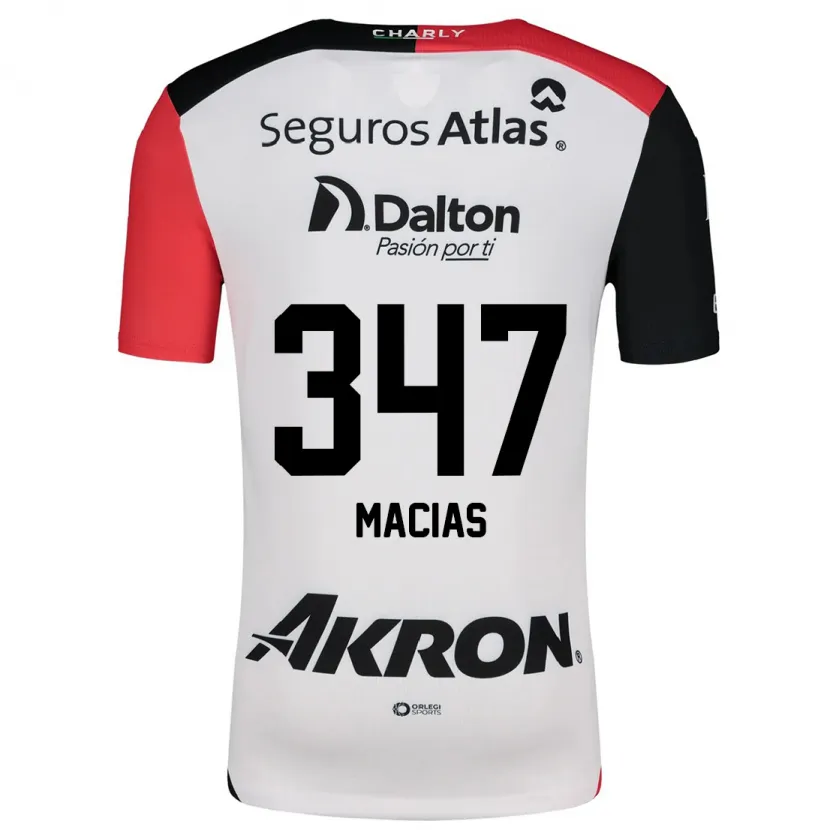 Danxen Børn Ángel Macías #347 Hvid Rød Sort Udebane Spillertrøjer 2024/25 Trøje T-Shirt