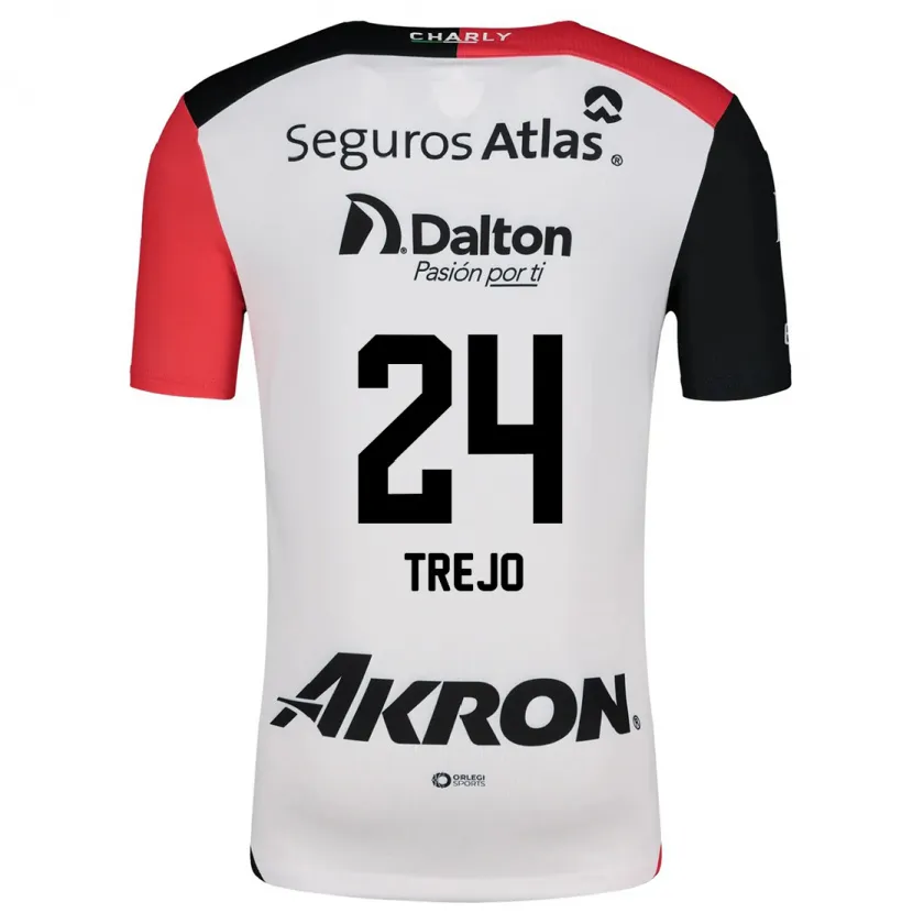Danxen Børn Christopher Trejo #24 Hvid Rød Sort Udebane Spillertrøjer 2024/25 Trøje T-Shirt