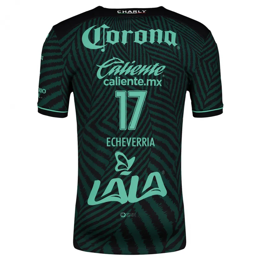 Danxen Børn Emmanuel Echeverría #17 Sort Grøn Udebane Spillertrøjer 2024/25 Trøje T-Shirt