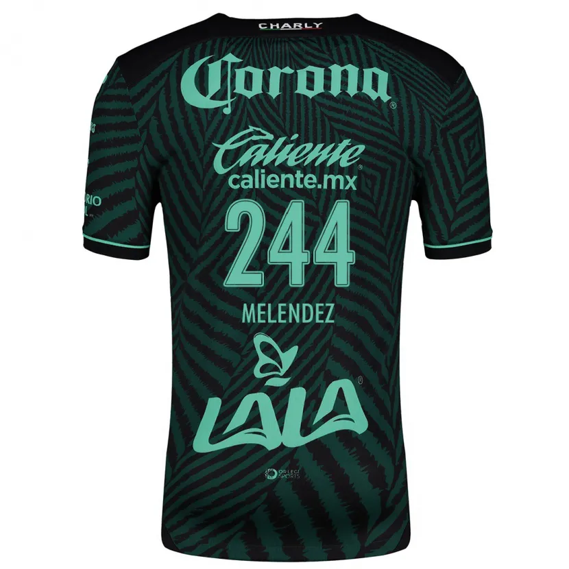 Danxen Børn Carlos Meléndez #244 Sort Grøn Udebane Spillertrøjer 2024/25 Trøje T-Shirt