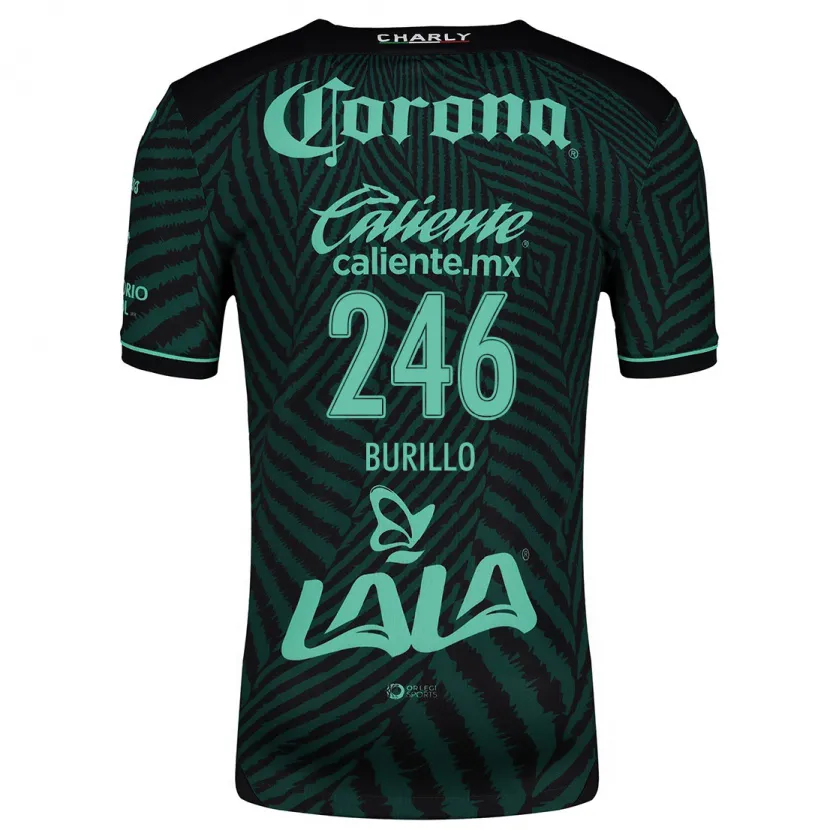 Danxen Børn Juan Burillo #246 Sort Grøn Udebane Spillertrøjer 2024/25 Trøje T-Shirt