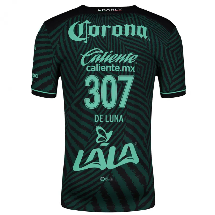 Danxen Børn Eduardo De Luna #307 Sort Grøn Udebane Spillertrøjer 2024/25 Trøje T-Shirt