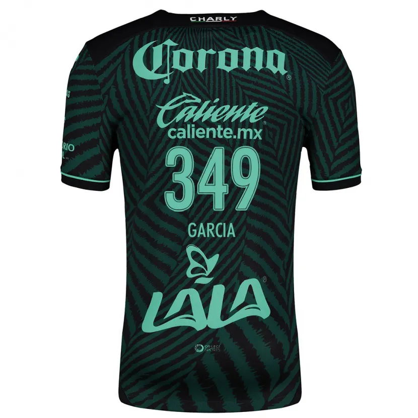 Danxen Børn Diego García #349 Sort Grøn Udebane Spillertrøjer 2024/25 Trøje T-Shirt
