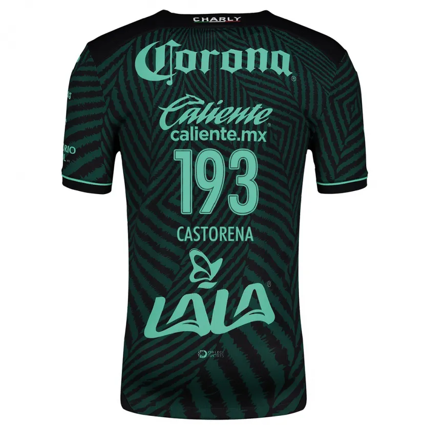 Danxen Børn Damián Castorena #193 Sort Grøn Udebane Spillertrøjer 2024/25 Trøje T-Shirt