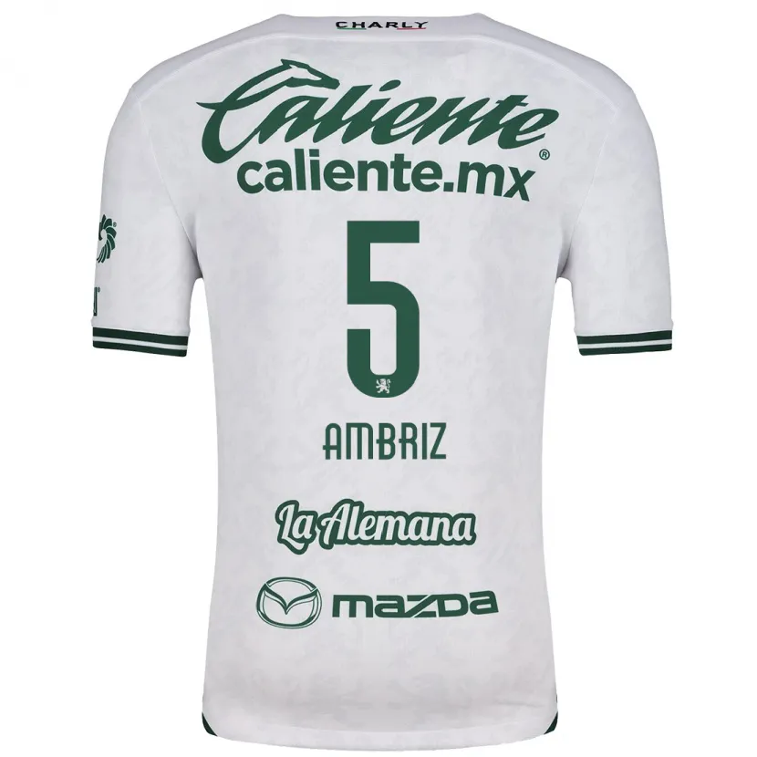 Danxen Børn Fidel Ambríz #5 Hvid Grøn Udebane Spillertrøjer 2024/25 Trøje T-Shirt