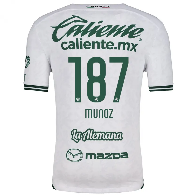 Danxen Børn Diego Muñoz #187 Hvid Grøn Udebane Spillertrøjer 2024/25 Trøje T-Shirt