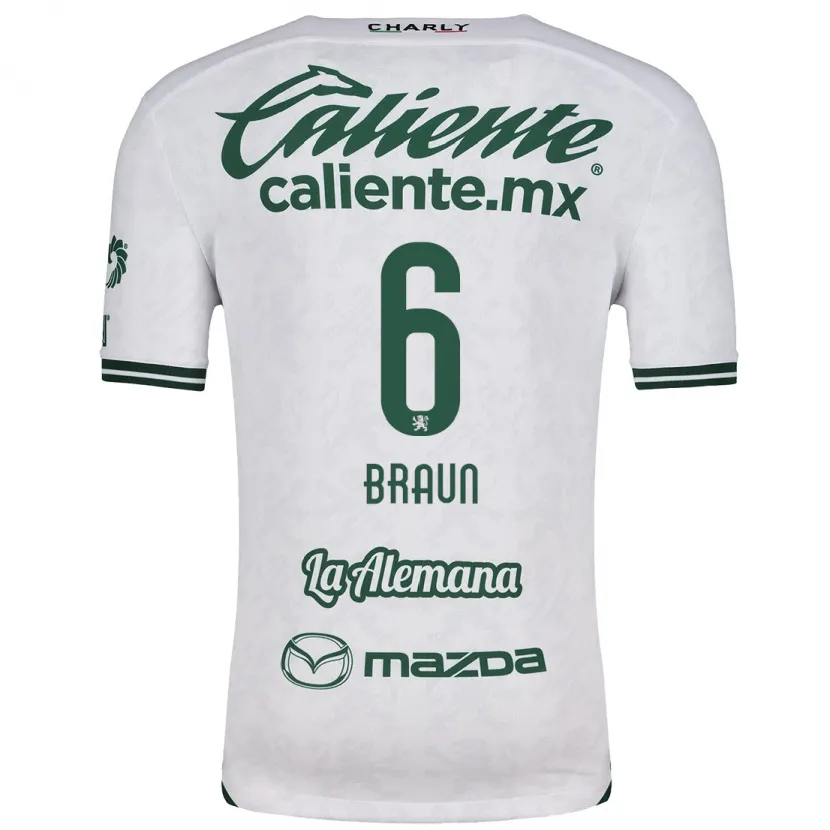 Danxen Børn Sophia Braun #6 Hvid Grøn Udebane Spillertrøjer 2024/25 Trøje T-Shirt