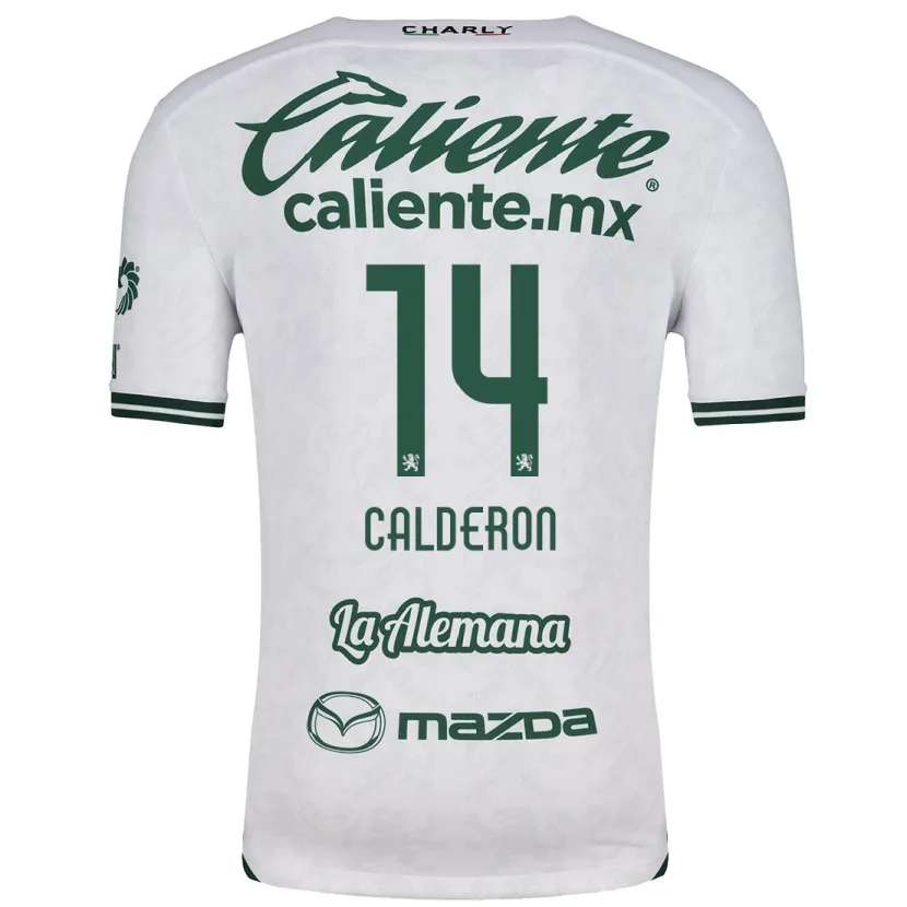 Danxen Børn Daniela Calderón #14 Hvid Grøn Udebane Spillertrøjer 2024/25 Trøje T-Shirt