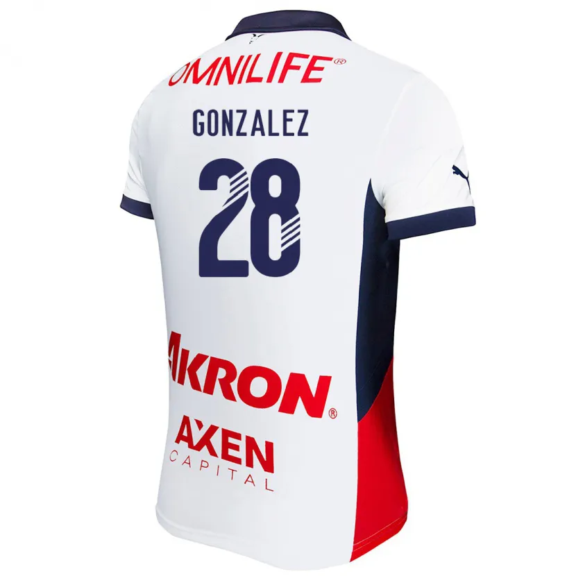 Danxen Børn Fernando González #28 Hvid Rød Blå Udebane Spillertrøjer 2024/25 Trøje T-Shirt