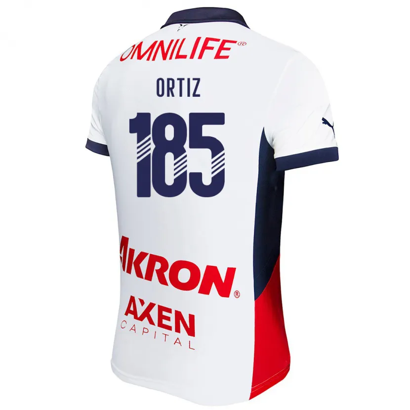 Danxen Børn Gibrán Ortiz #185 Hvid Rød Blå Udebane Spillertrøjer 2024/25 Trøje T-Shirt