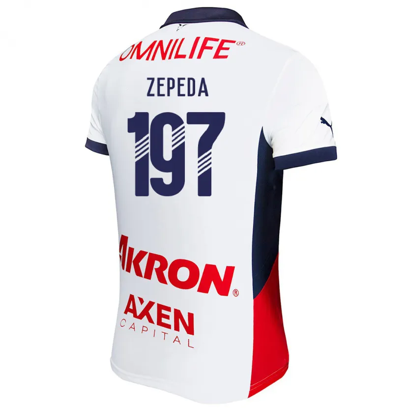 Danxen Børn Carlos Zepeda #197 Hvid Rød Blå Udebane Spillertrøjer 2024/25 Trøje T-Shirt