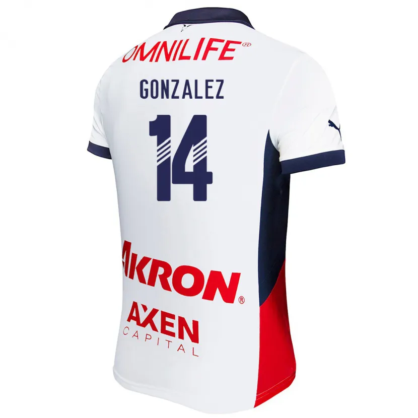 Danxen Børn Ivonne González #14 Hvid Rød Blå Udebane Spillertrøjer 2024/25 Trøje T-Shirt