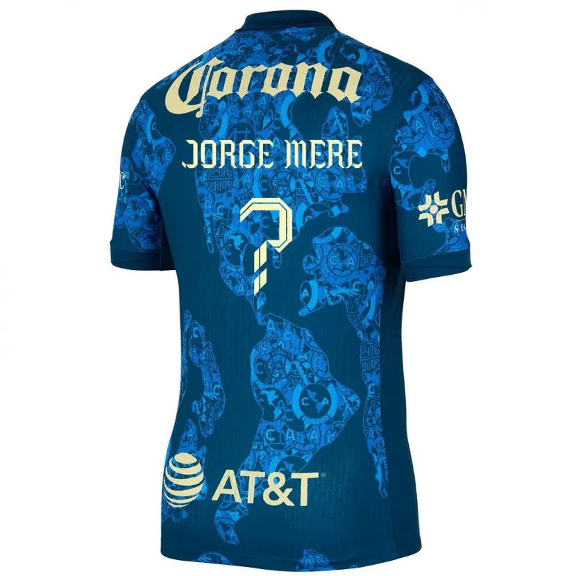 Danxen Børn Jorge Meré #0 Blå Gul Udebane Spillertrøjer 2024/25 Trøje T-Shirt