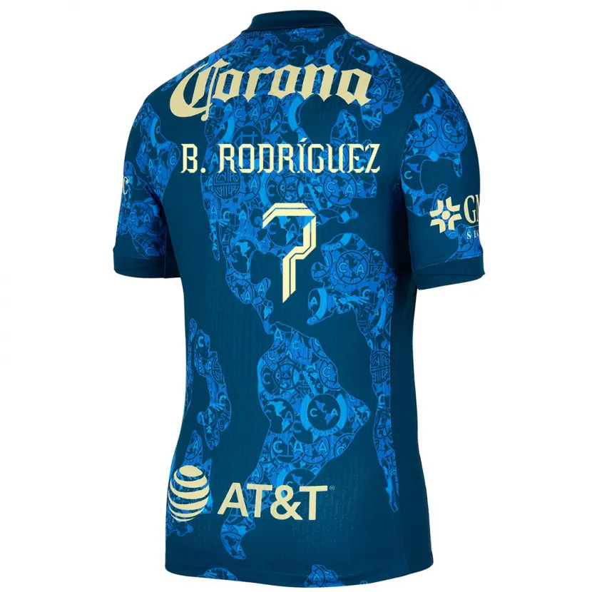 Danxen Børn Brian Rodríguez #7 Blå Gul Udebane Spillertrøjer 2024/25 Trøje T-Shirt