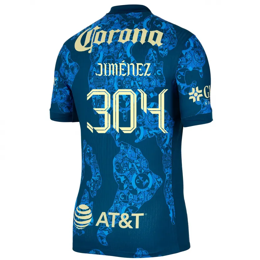 Danxen Børn Derek Jiménez #304 Blå Gul Udebane Spillertrøjer 2024/25 Trøje T-Shirt