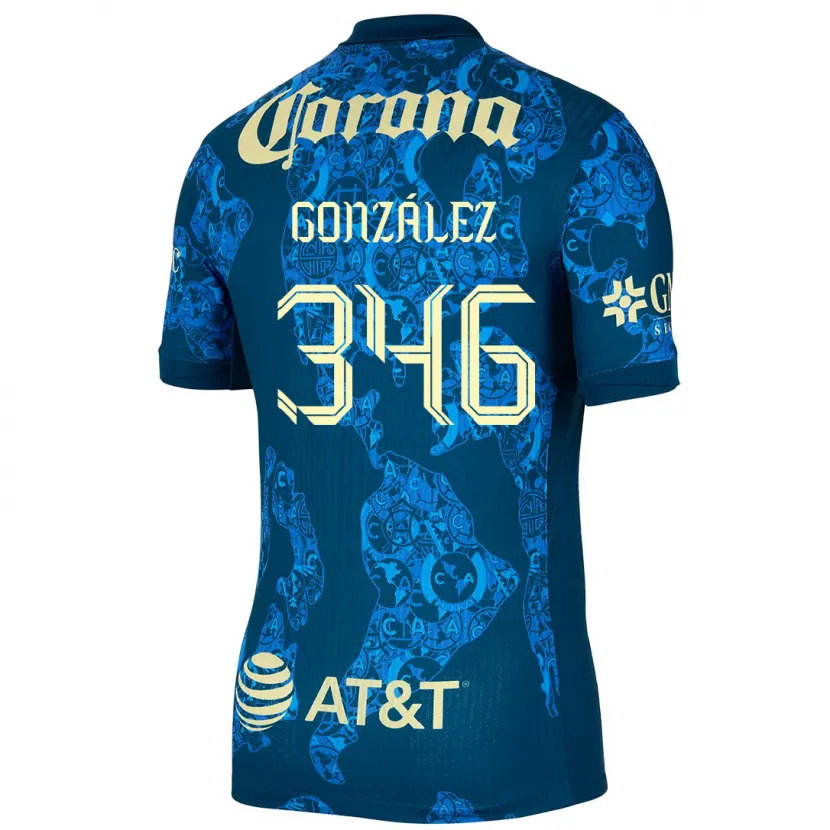 Danxen Børn Ricardo González #346 Blå Gul Udebane Spillertrøjer 2024/25 Trøje T-Shirt
