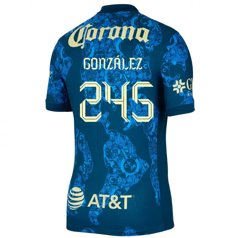 Danxen Børn Enrique González #245 Blå Gul Udebane Spillertrøjer 2024/25 Trøje T-Shirt