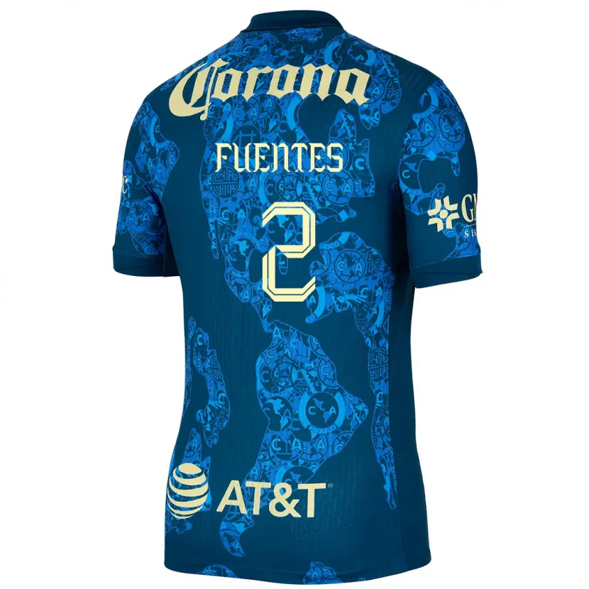 Danxen Børn Luis Fuentes #2 Blå Gul Udebane Spillertrøjer 2024/25 Trøje T-Shirt