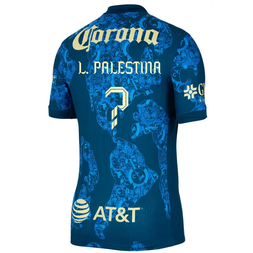 Danxen Børn Leonardo Palestina #0 Blå Gul Udebane Spillertrøjer 2024/25 Trøje T-Shirt
