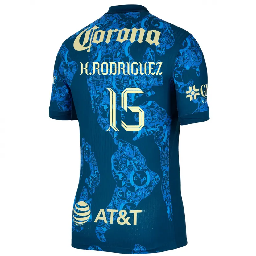 Danxen Børn Kimberly Rodriguez #15 Blå Gul Udebane Spillertrøjer 2024/25 Trøje T-Shirt
