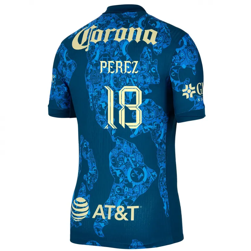 Danxen Børn Amanda Perez #18 Blå Gul Udebane Spillertrøjer 2024/25 Trøje T-Shirt