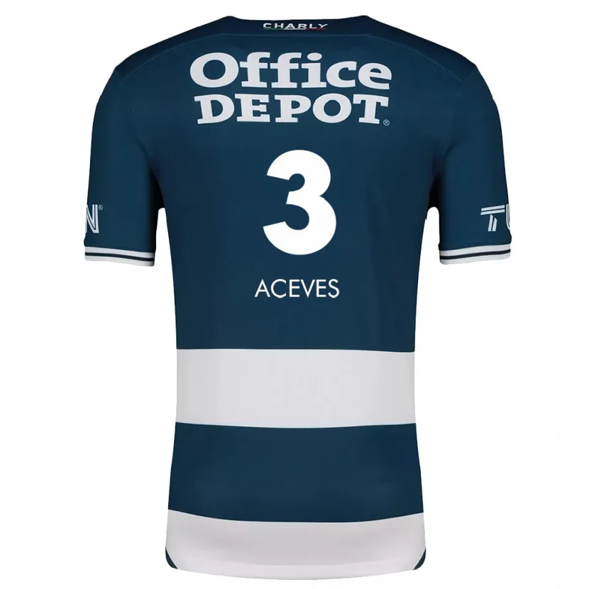 Danxen Mænd Alonso Aceves #3 Blå Hvid Hjemmebane Spillertrøjer 2024/25 Trøje T-Shirt