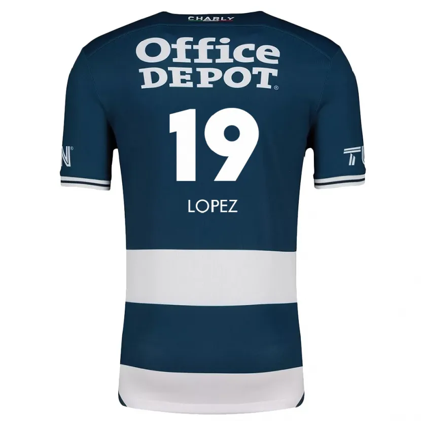 Danxen Mænd Javier Eduardo López #19 Blå Hvid Hjemmebane Spillertrøjer 2024/25 Trøje T-Shirt
