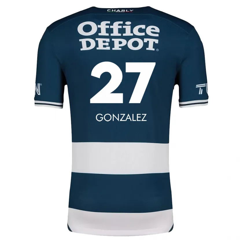 Danxen Mænd Owen González #27 Blå Hvid Hjemmebane Spillertrøjer 2024/25 Trøje T-Shirt