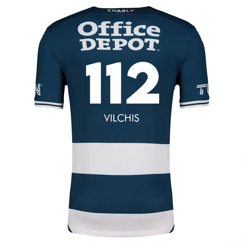 Danxen Mænd Leonardo Vílchis #112 Blå Hvid Hjemmebane Spillertrøjer 2024/25 Trøje T-Shirt