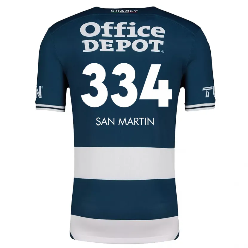 Danxen Mænd Uziel San Martín #334 Blå Hvid Hjemmebane Spillertrøjer 2024/25 Trøje T-Shirt