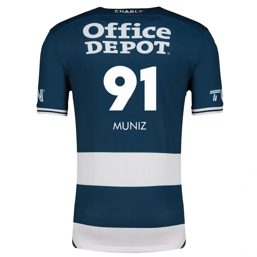 Danxen Mænd Brandon Muñiz #91 Blå Hvid Hjemmebane Spillertrøjer 2024/25 Trøje T-Shirt