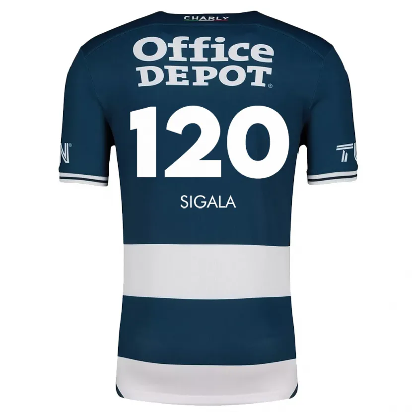 Danxen Mænd Juan Sigala #120 Blå Hvid Hjemmebane Spillertrøjer 2024/25 Trøje T-Shirt