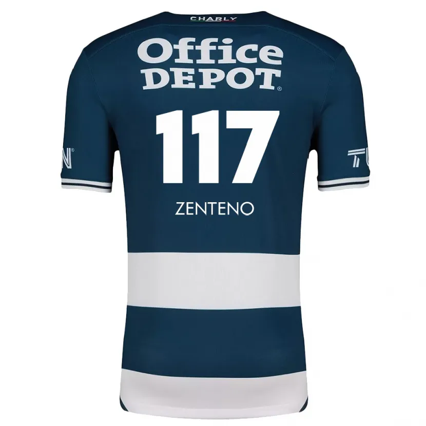 Danxen Mænd Gustavo Zenteno #117 Blå Hvid Hjemmebane Spillertrøjer 2024/25 Trøje T-Shirt
