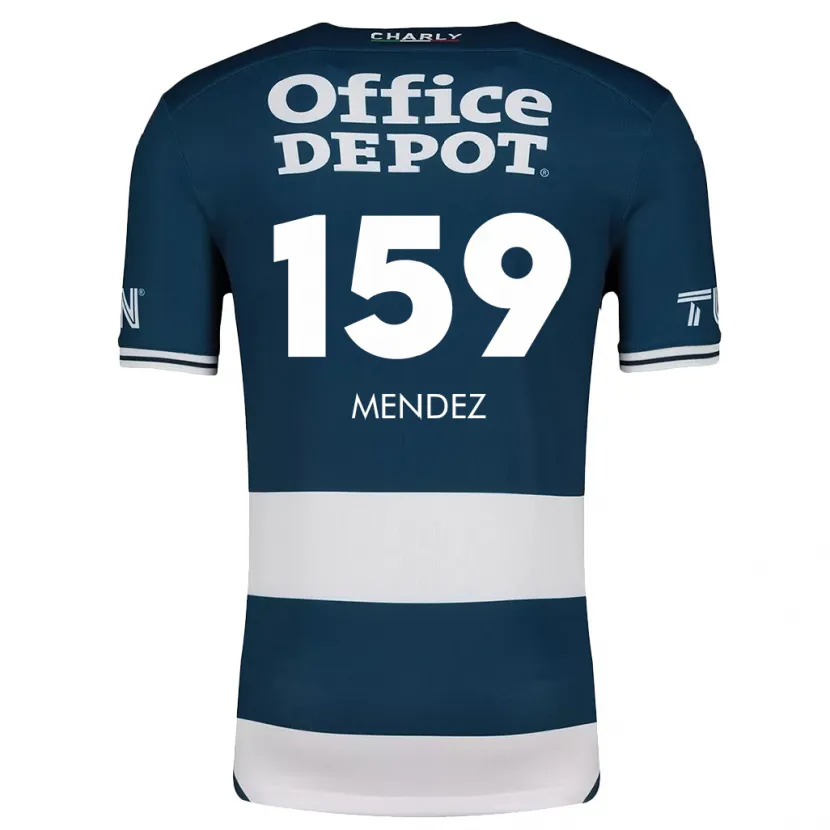 Danxen Mænd Daniel Méndez #159 Blå Hvid Hjemmebane Spillertrøjer 2024/25 Trøje T-Shirt
