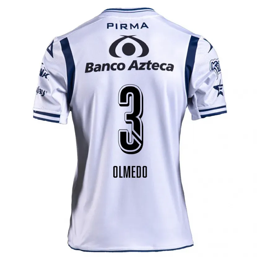 Danxen Mænd Sebastián Olmedo #3 Hvid Marineblå Hjemmebane Spillertrøjer 2024/25 Trøje T-Shirt