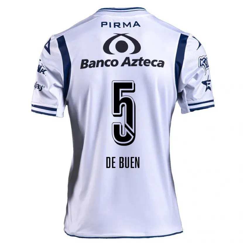 Danxen Mænd Diego De Buen #5 Hvid Marineblå Hjemmebane Spillertrøjer 2024/25 Trøje T-Shirt