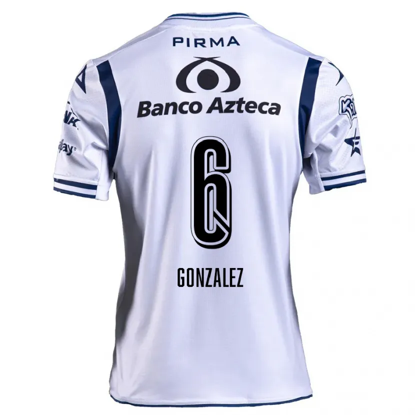 Danxen Mænd Pablo González #6 Hvid Marineblå Hjemmebane Spillertrøjer 2024/25 Trøje T-Shirt