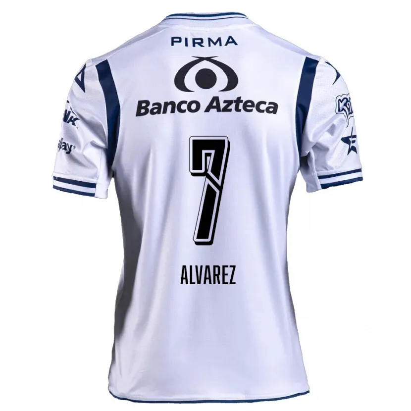 Danxen Mænd Daniel Álvarez #7 Hvid Marineblå Hjemmebane Spillertrøjer 2024/25 Trøje T-Shirt