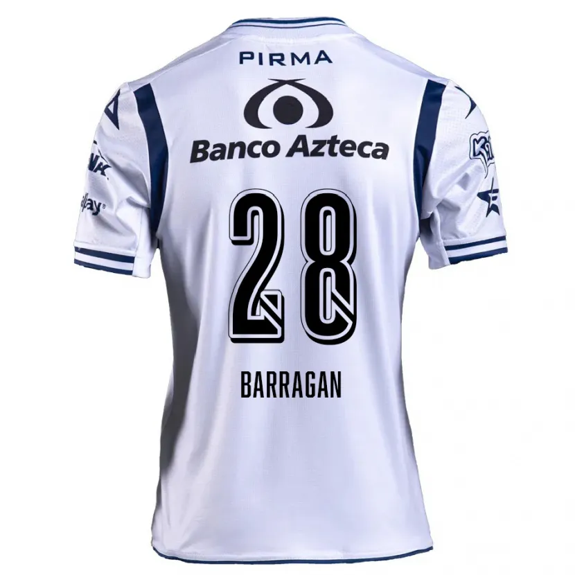 Danxen Mænd Martín Barragán #28 Hvid Marineblå Hjemmebane Spillertrøjer 2024/25 Trøje T-Shirt