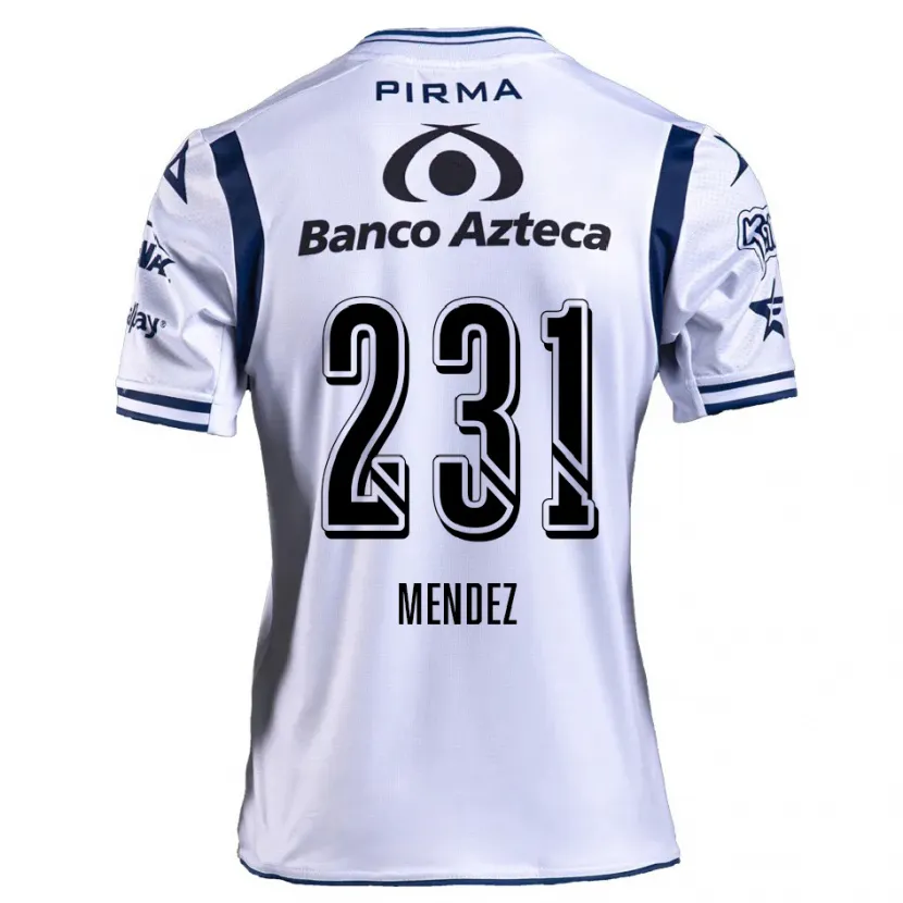 Danxen Mænd Alejandro Méndez #231 Hvid Marineblå Hjemmebane Spillertrøjer 2024/25 Trøje T-Shirt