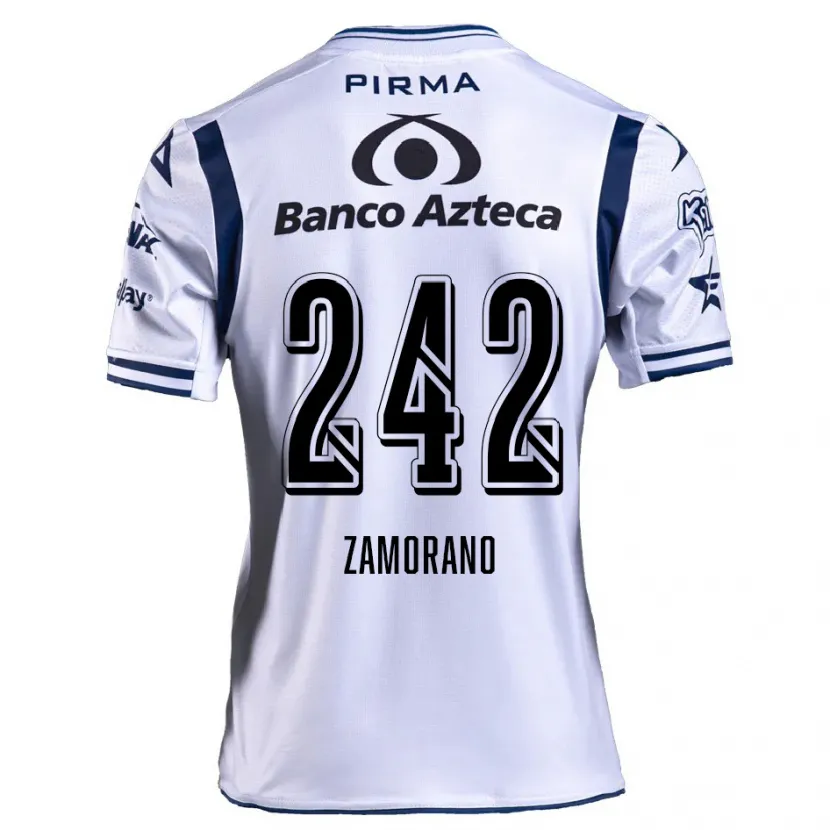 Danxen Mænd Leonardo Zamorano #242 Hvid Marineblå Hjemmebane Spillertrøjer 2024/25 Trøje T-Shirt