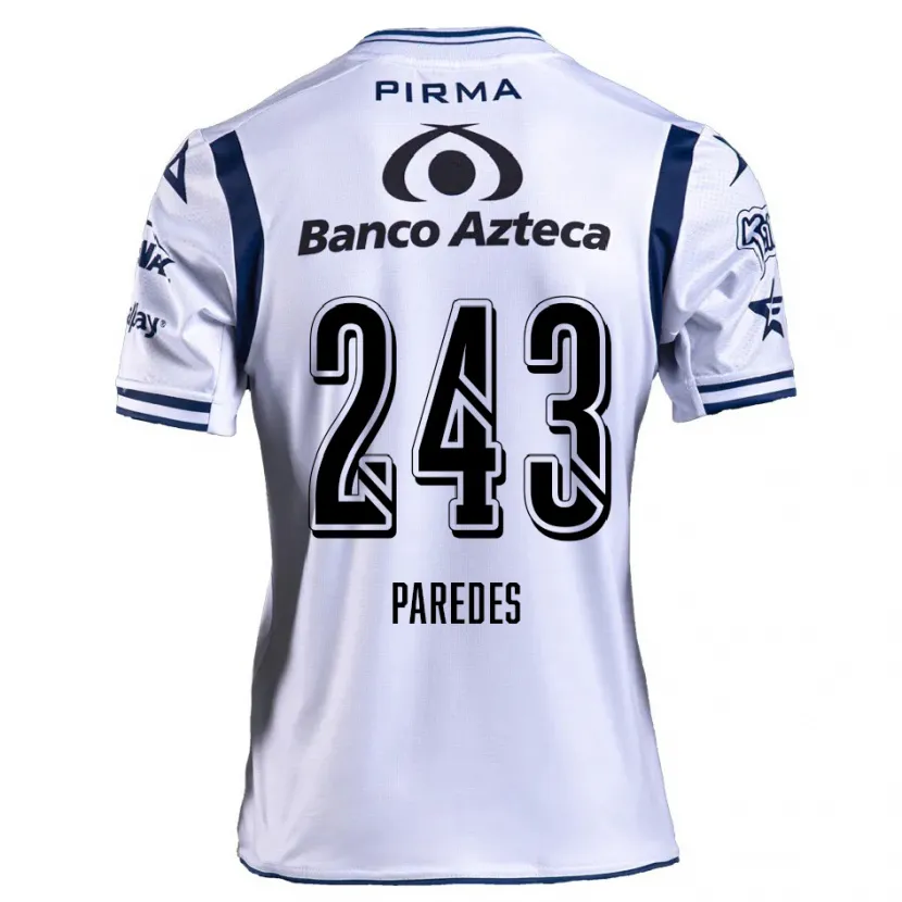 Danxen Mænd Iker Paredes #243 Hvid Marineblå Hjemmebane Spillertrøjer 2024/25 Trøje T-Shirt