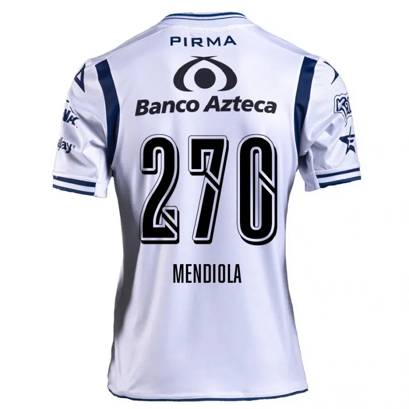 Danxen Mænd Carlos Mendiola #270 Hvid Marineblå Hjemmebane Spillertrøjer 2024/25 Trøje T-Shirt