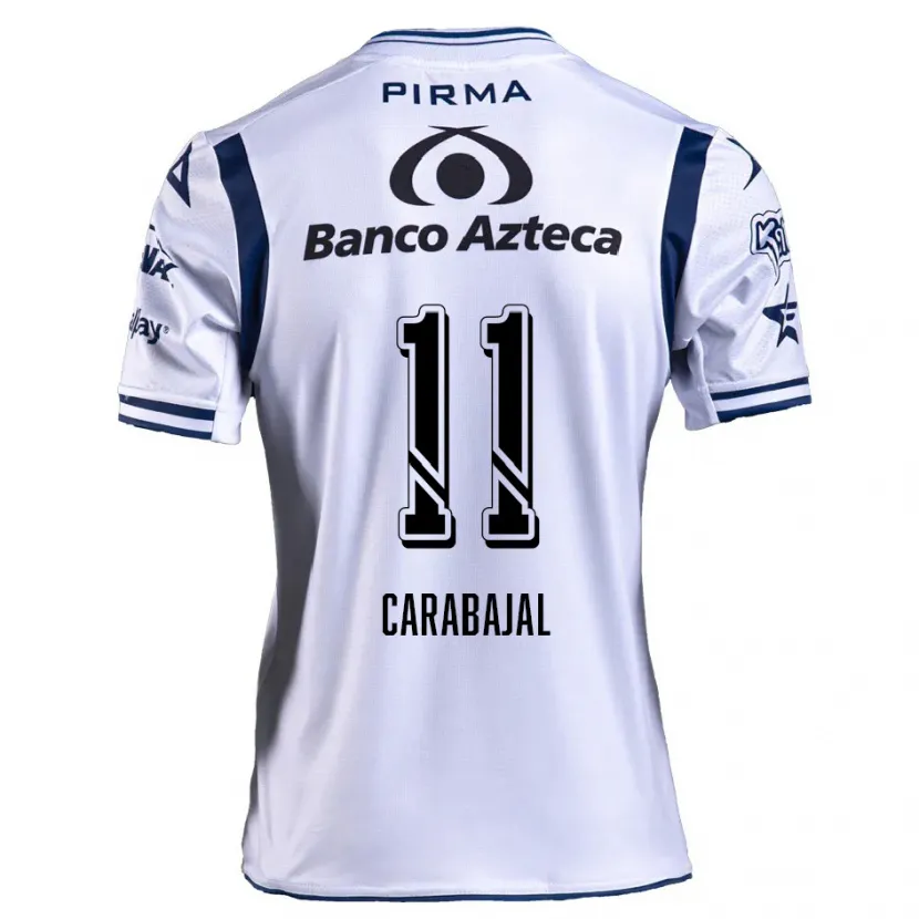Danxen Mænd Gabriel Carabajal #11 Hvid Marineblå Hjemmebane Spillertrøjer 2024/25 Trøje T-Shirt