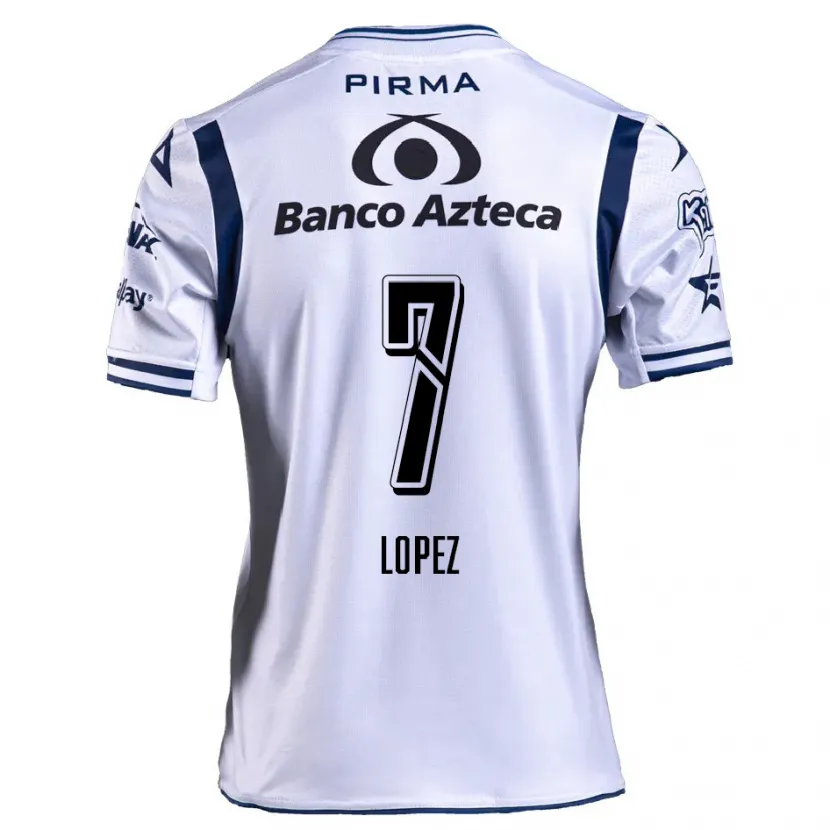 Danxen Mænd Viridiana López #7 Hvid Marineblå Hjemmebane Spillertrøjer 2024/25 Trøje T-Shirt