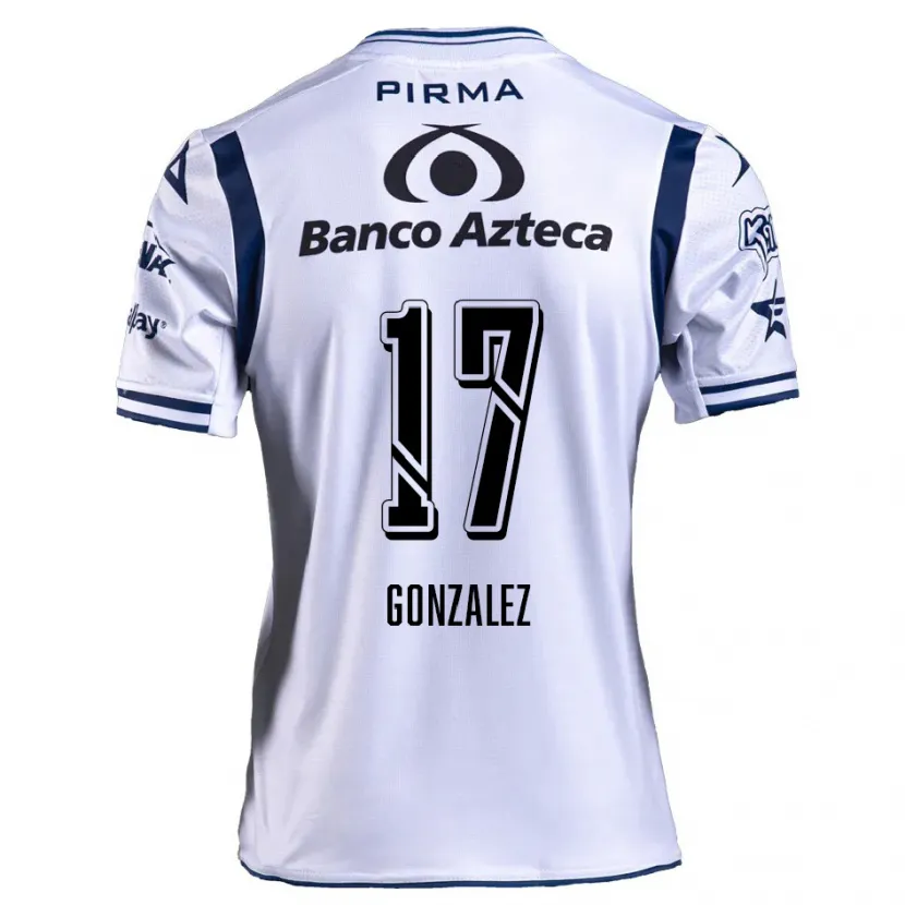 Danxen Mænd Andrea González #17 Hvid Marineblå Hjemmebane Spillertrøjer 2024/25 Trøje T-Shirt